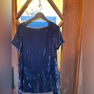Anthropologie Floreat Blue Velvet Dress